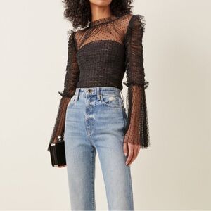 Self Portrait Angel Smocked Tulle Top